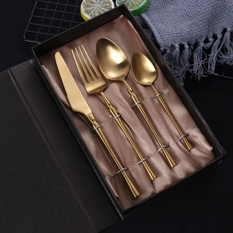 Stainless Steel Spoon Fork Set Cuttlery Set With Slim Waist Style Handle