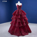 Jancember RSM67506 Red Wine Embroidery Spaghetti Strap Modest Evening Gown Dress