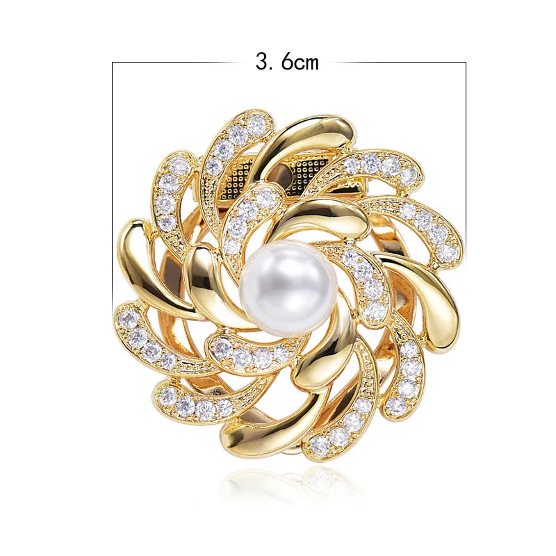 Dual Use Rhinestone Brooch Pins Crystal Flower Brooch Pins for Clothes Hem Silk Scarf
