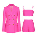 High Quality Fashion Ladies Suits Office Wear Formal Blazer+bra+shorts Women's Suits 3 Pieces Woman Business Suit