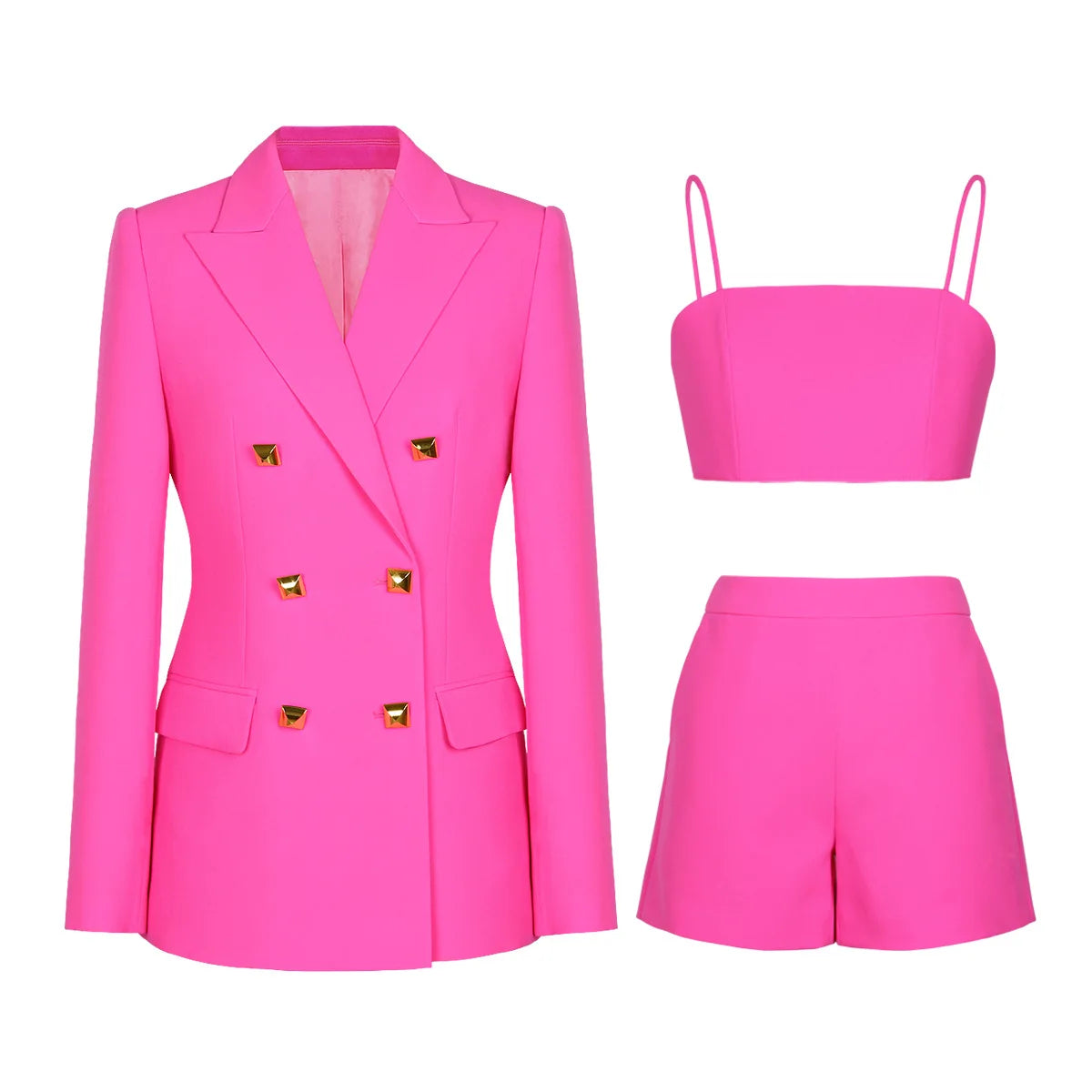 High Quality Fashion Ladies Suits Office Wear Formal Blazer+bra+shorts Women's Suits 3 Pieces Woman Business Suit