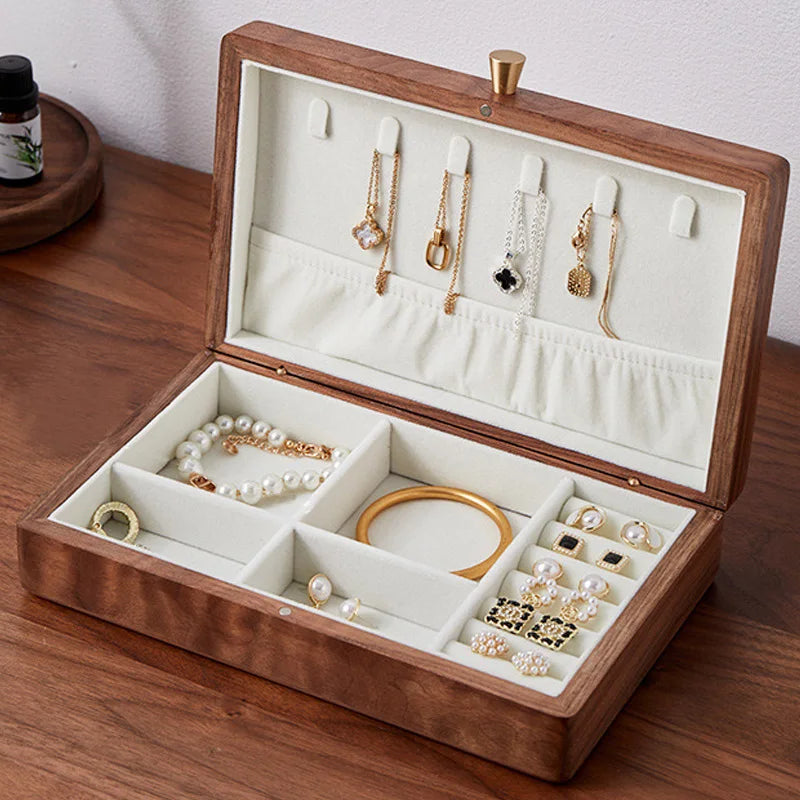 Wooden Jewelry Box with Magnetic Lid Wood Box Packaging Luxury Storage Ring Necklace Jewelry Box with logo