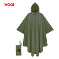 WOQI Outdoor New Fashion Lightweight 210T Polyester Poncho Raincoat Waterproof UV Protection Zipper Pocket Long Clothing Hiking