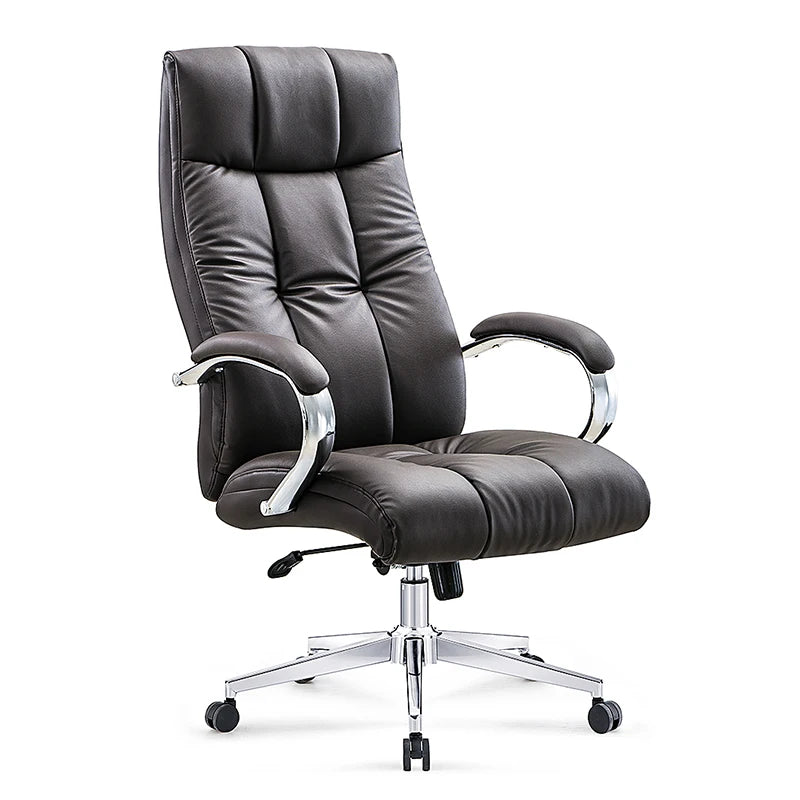 Modern Genuine Leather Captains Executive Office Chair with Adjustable Height and Gliding Wheels
