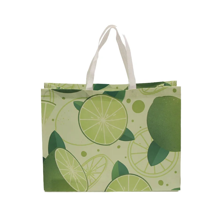 Custom Heavy-Duty Nonwoven Fabric Shopping Tote Bag Reusable Kitchen Laminated PP Supermarket Printed Cartoon for Grocery