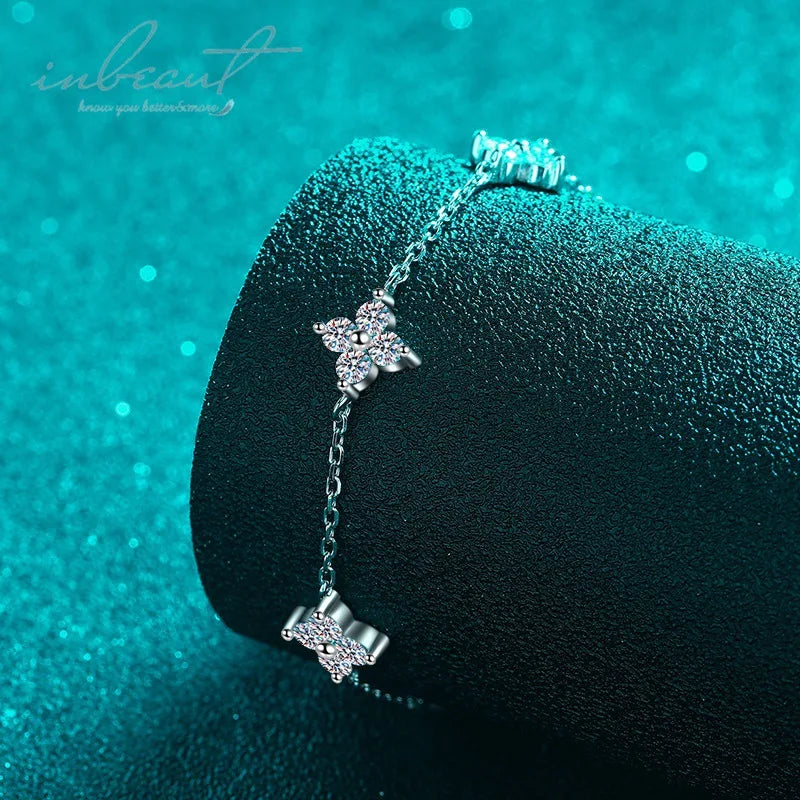 Silver 925 Original Total 2 Carat Brilliant Cut Diamond Test Past D Color Moissanite Bracelet Chain for Wedding Fine Jewelry