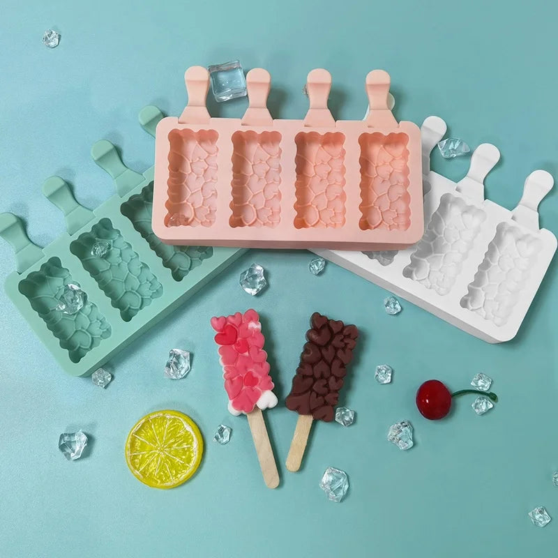 4 Cavities Food Grade Moldes Para Paletas De Helado Ice Cream Silicone Mold for Making Ice Cream