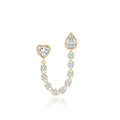 925 Sterling Silver 14/18K Gold Plated Vermeil Two Bezel Solitaire Diamond Chain Luxury Fine Jewelry Earrings 925 for Women