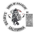 Wholesale Black Sons of Anarchy CALIFORNIA Full Set Motorcycle Biker Embroidered Patches for Back