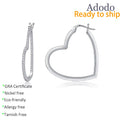 Wholesale Custom Fashion Women Jewelry Luxury Dangle 925 Sterling Silver Micro Pave Moissanite Diamond Heart Hoop Earrings Women