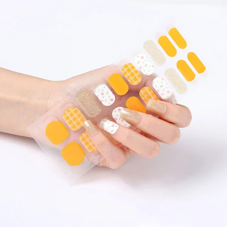Custom Design French Plastic Semi Cured UV Gel Nail Stickers Solid Color Non-Toxic Nail Art Polish Wrap Strips for Salon Use