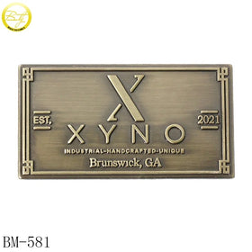 Zinc Alloy Furniture Letter Brass Label Rectangle Shape Raised Name Metal Private Plate Emblems with Screw