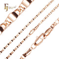 2mm+ FJ Fallon Fashion Jewelry Thin Solid Snail Link Polished Chain Plated in Rose Gold Brass Based