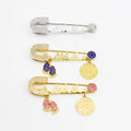 Jachon Diamond Footprints Brooch Pin Stainless Steel 18k Gold Plated Islamic Brooch Baby Pins Muslim Islamic Brooches Baby Pins