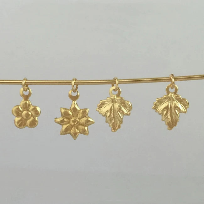 GF051 14K Gold Filled Leaf Flower Charms for Jewelry Making