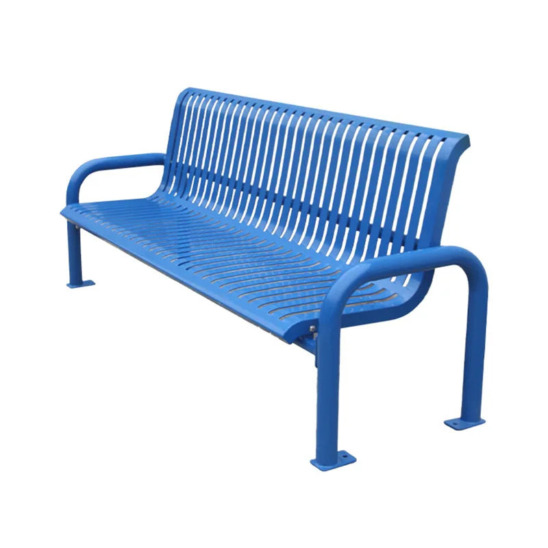 Outdoor Park Powder Coated Galvanized Metal Bench Seat Outside Street Steel Bench Seating Public Garden Patio Iron Bench Chair