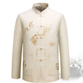 RNSHANGER Men's Traditional Chinese Dragon Design Spring Casual Shirt Breathable Standing Collar Tangsuit