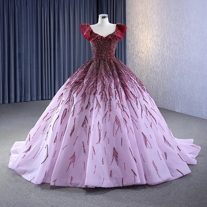 Luxury Heavy Beaded V-Neck Ball Women's Quinceanera Dress Jancember 231057