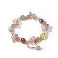 Hot Selling Gold Plated Beaded Bracelet Colorful Strawberry Crystal and Aquamarine Amethyst with Freshwater Pearl for Gift