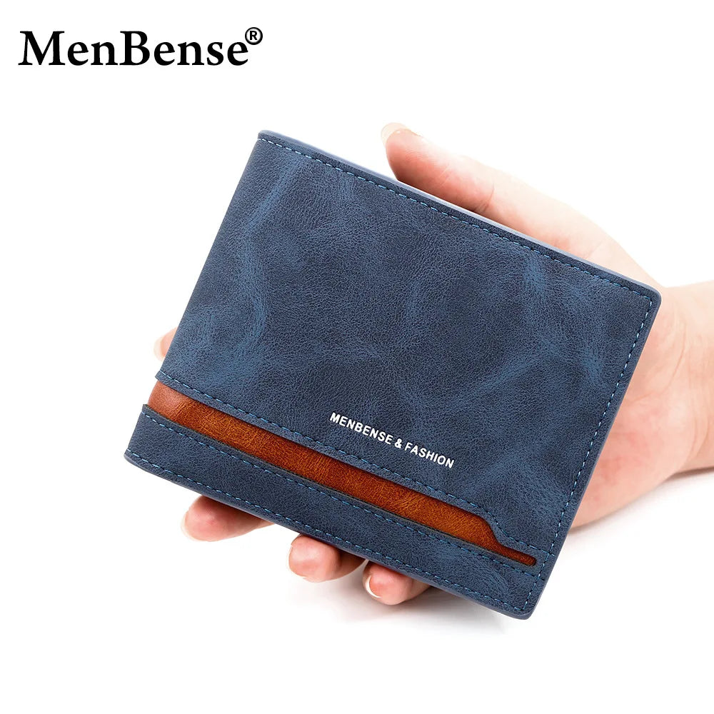 2025 Custom logo Short Card Holder Purse Functional Thin  Multi Card Leather Wallet Vintage Two Fold PU Leather Wallet for Men
