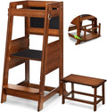 Montessori Tower Stepping Stool Bamboo Wooden Kitchen Helper Tower Kid Step Stool Learning Tower
