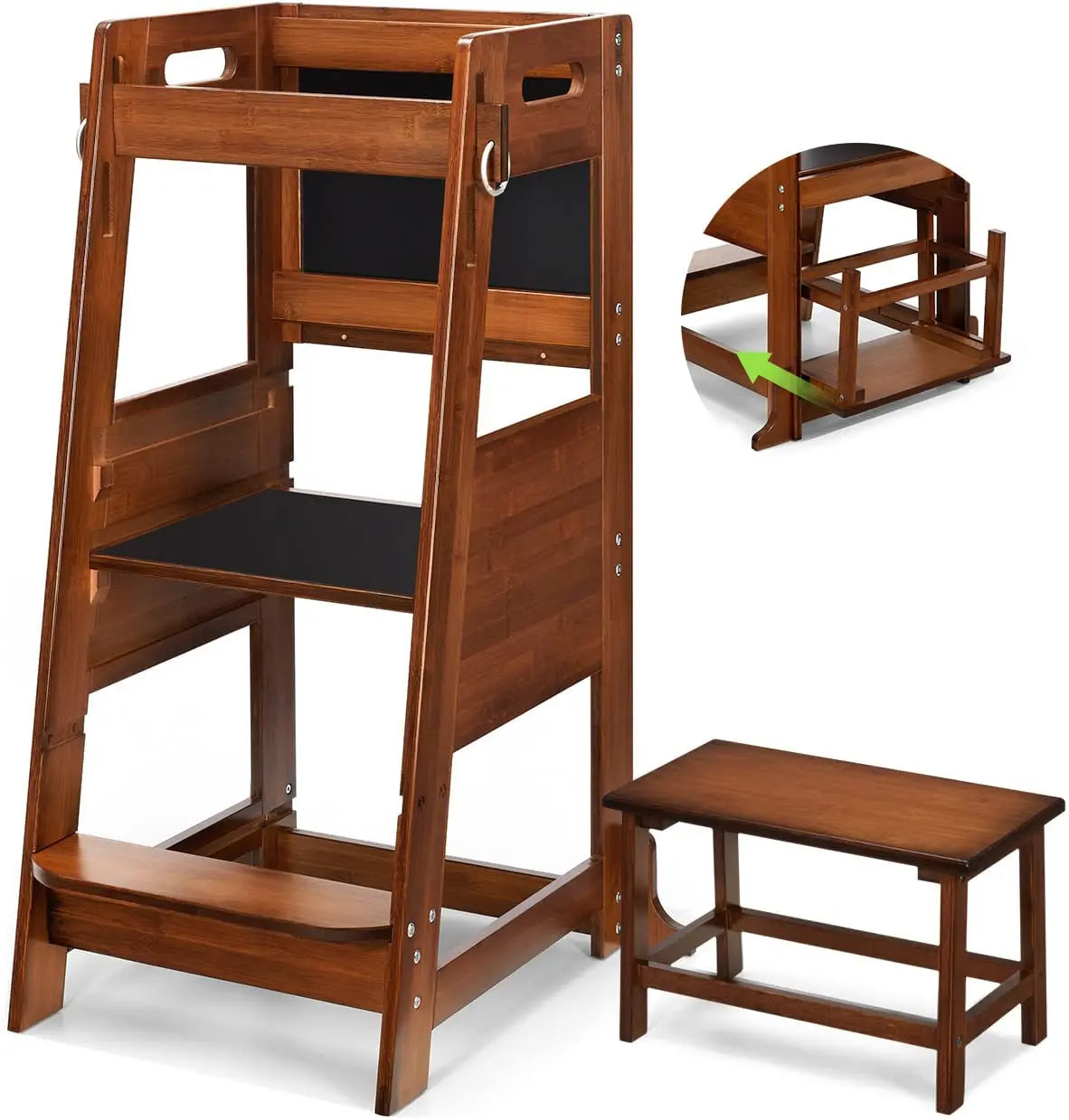Montessori Tower Stepping Stool Bamboo Wooden Kitchen Helper Tower Kid Step Stool Learning Tower
