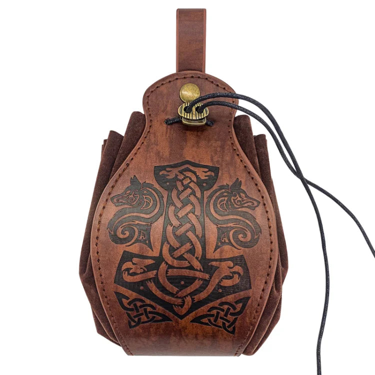 Medieval Renaissance Leather Bag No Belt Coin Pouch Steampunk Drawstring Purse Cosplay Props