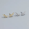 Fancy Mini Earring 925 Sterling Silver Gold/Silver Shinny Zircon Leaf Stud Earrings for Girls