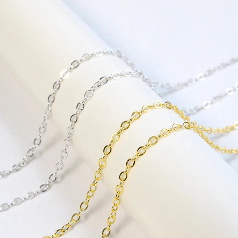 Jewelry Handmade DIY Accessories Wholesale Bulk Price S925 Sterling Silver O 1.5*1.9 Mm Chainplating Gold and White Gold Chains