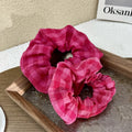 Hot Pink Microfiber Chiffon Hair Scrunchie Custom Logo American Style Big Rosa Pastel Fabric Hair Tie for Summer MegaBDM