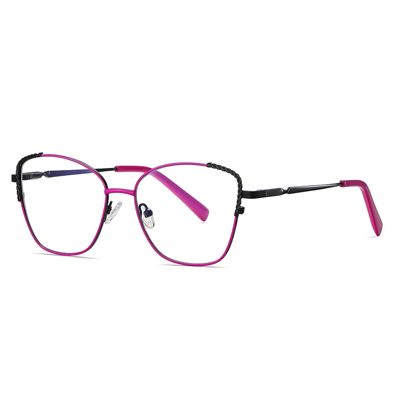 Logo Custom Glasses Frame Trendy Computer Eyewear Blue Light Blocking Metal Eyeglasses Frame for Women