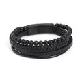 Flag Glass Cabochon Black Multi-layered Braided Bracelets Afghanistan Israel Turkey UAE Qatar Flag Leather Bracelet Travel Gifts