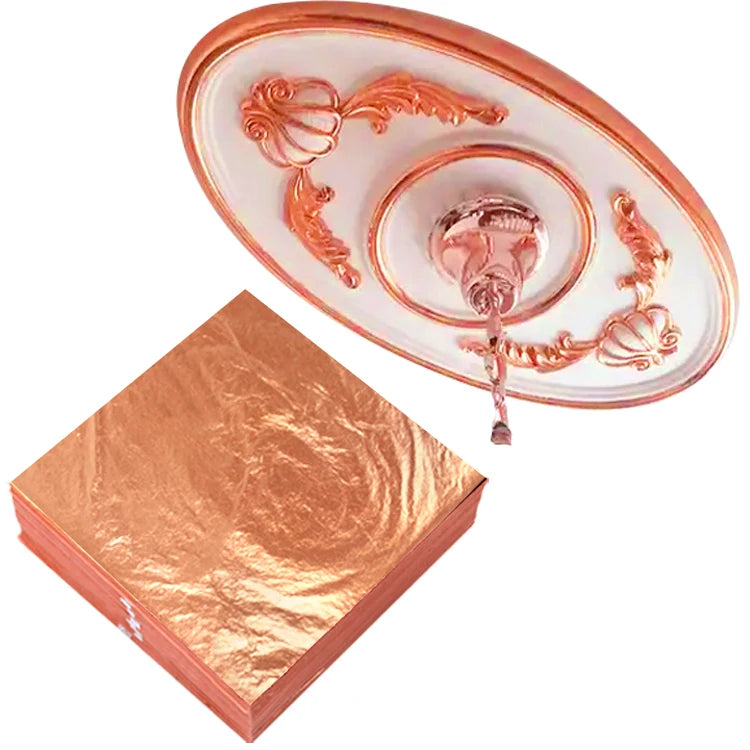 Hot Sale Jinsheng 14*14cm Rose Gold Color Metal Copper Leaf Paper Home Furniture Ceiling Decoration Antique Imitation Art