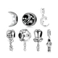 Real 925 Sterling Silver Space Series Enamel Charms Astronaut Beads with CZ Star Moon Pendant for Women Jewelry Bracelet Fashion
