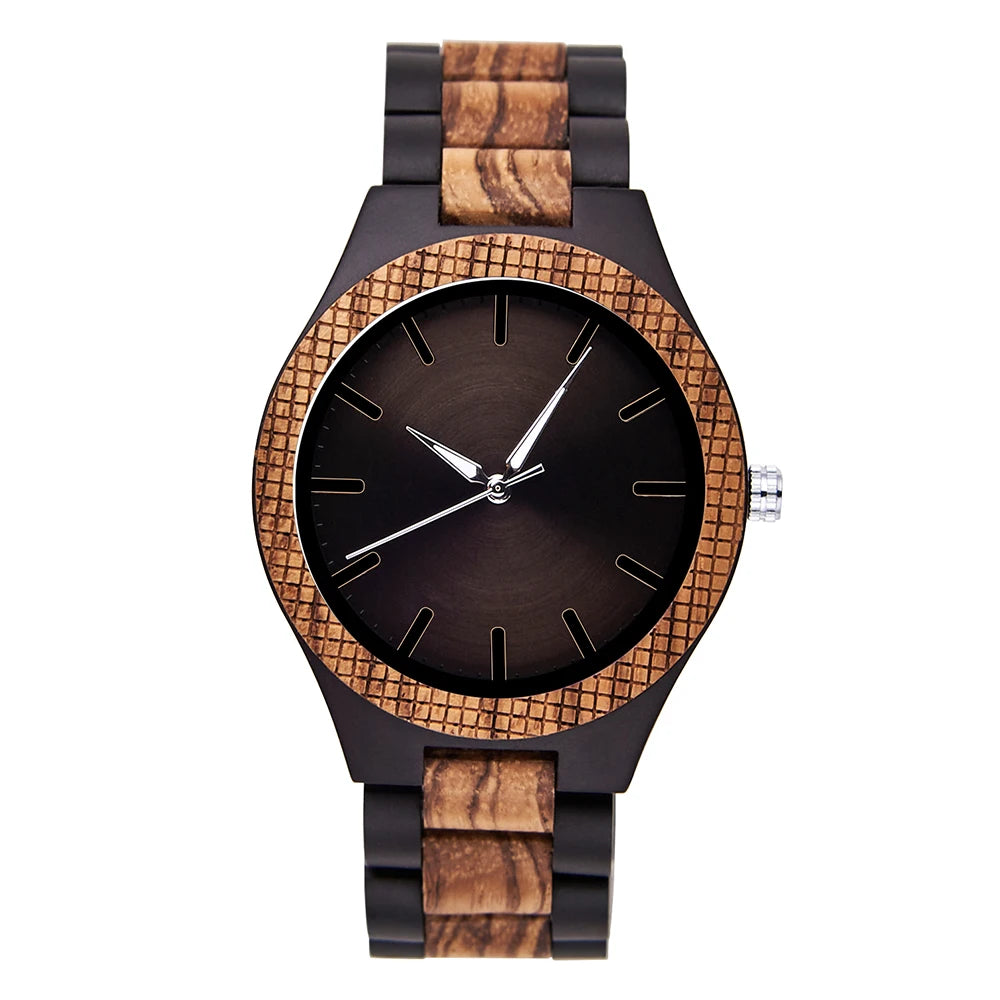 For 2024 Men's Miyota Quartz Watch for Black Sandalwood Design Antique Fashion Business Style Pointer Eco-friendly