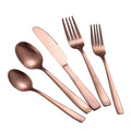 Hot Rose Gold Cutlery Sets Stainless Steel Matte Mirror Black Square Dinnerware Silverware Set With Logo