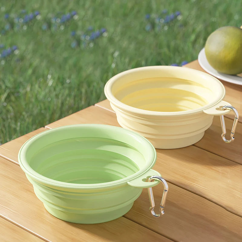 Portable Foldable Silicone Pet Bowl Eco-Friendly Waterproof IPX5 Lightweight 0.2KG Indoor/Outdoor Dog Cat Food Water Bowl Solid