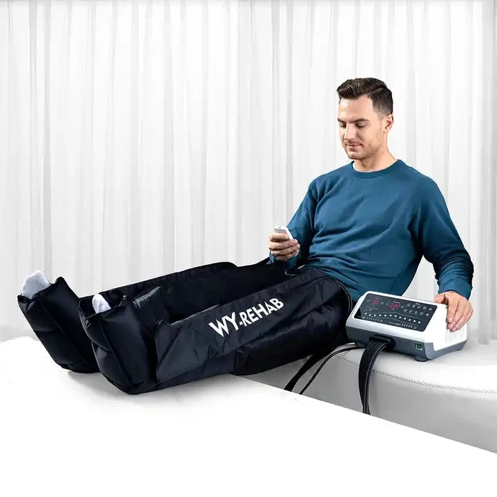 Professional 12-Chamber Electronic Air Compression Massager Unique Design for Leg Waist Lymphedema Treatment and Pain Relief
