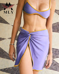 Factory Wholesale Custom Logo 3-Piece Push-up Bikini Cover Up Spandex/Nylon Bandeau Beachwear Swimwear