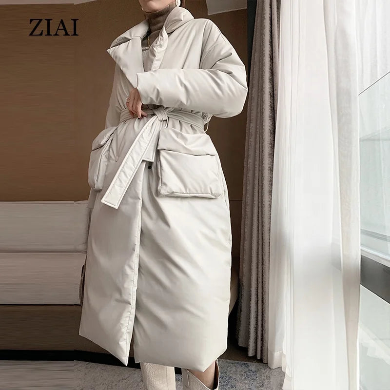 New Arrivals Warm Bubble Puffer PU Leather Winter Coat for Women Solid Thick Women's Jackets