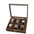 New Popular 6 Slot Retro Dark Walnut Veneer Large Wooden Jewelry Bracelet Chain Storage Case Box