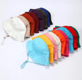 Vintage Washed Distressed Raw-edged Bucket Hat Women Outdoor Sun Hat Spring Summer Solid Color Bucket Hat With Windbreak Rope