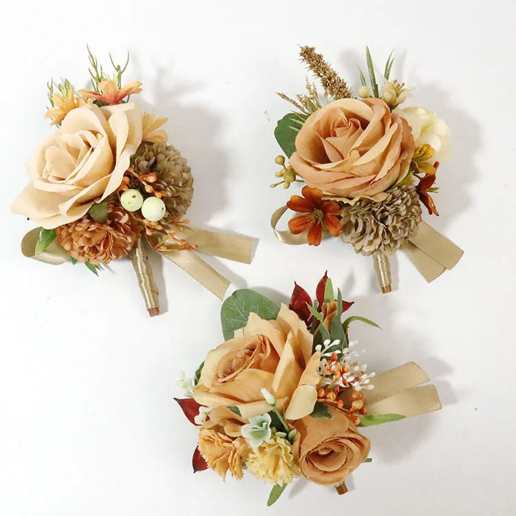 Bridal Wedding Accessories Pin Brooch Artificial Flower Prom Bridesmaid Corsage Boutonniere Bride Groom Corsages