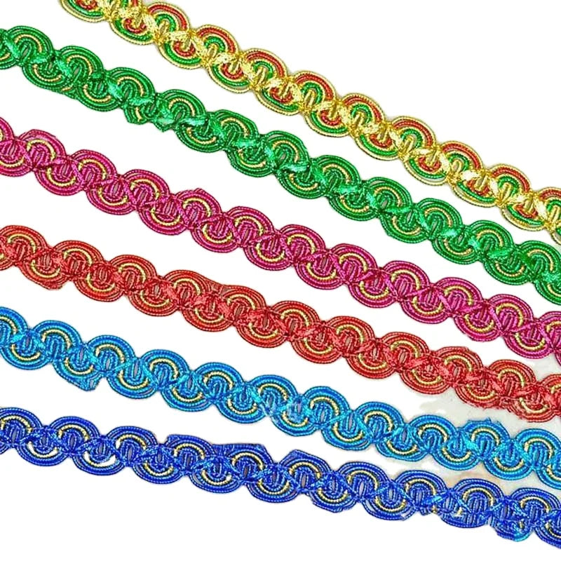 2cm Diy Sewing Garment Accessories Ribbon Stage Costume Hat Textile Decor Metallic Gold Silver Red Blue Green Braided Lace Trims