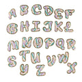 Hot Sale New A-Z Alphabet 5.5cm Gold Glitter Margin Stripe Pattern Iron on Embroidery Letter Patches