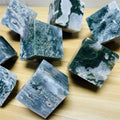 Wholesale Crystal Carvings Crystals Druzy Moss Agate Cubes for Healing Fengshui Decoration