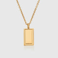 Stainless Steel 18k Gold Plated Brand Jewelry Custom Engraved Logo Nameplate Tag Square Pendant Necklace for Women Men