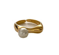 Rainbowking S925 Sterling Silver Loe Fashion Design INS Niche Design Sense Pearl Personality Stacking Ring