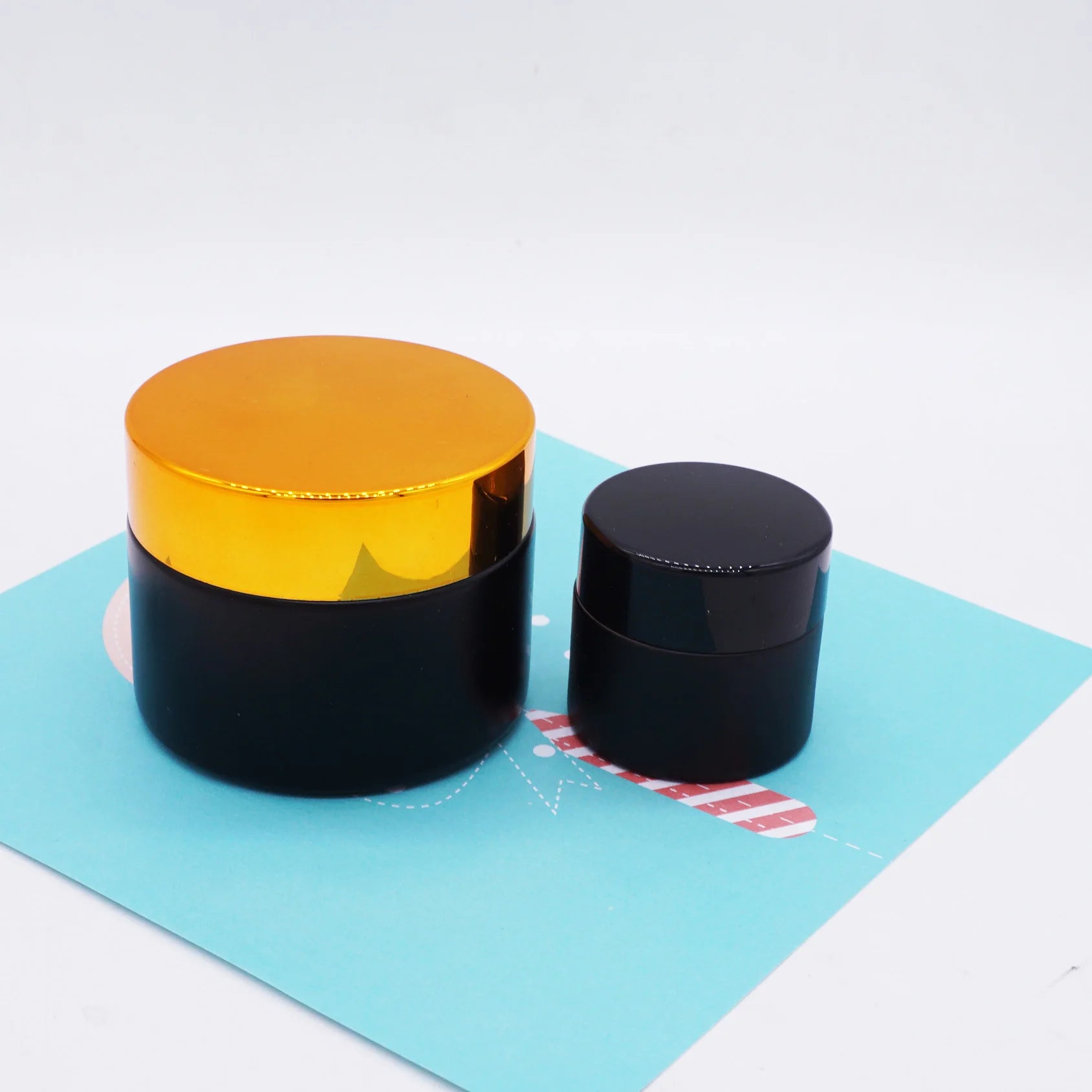 10g Matt Black Luxury Cosmetic Glass Jar with Black Top