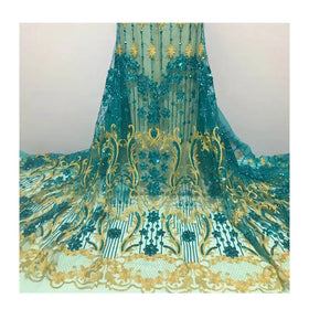 Wholesale Dress Dance Embroidery Fabric 4-way Stretch Wholesale Price Flora Embroidery Sequin Fabric Hot Sale Dress Fabric
